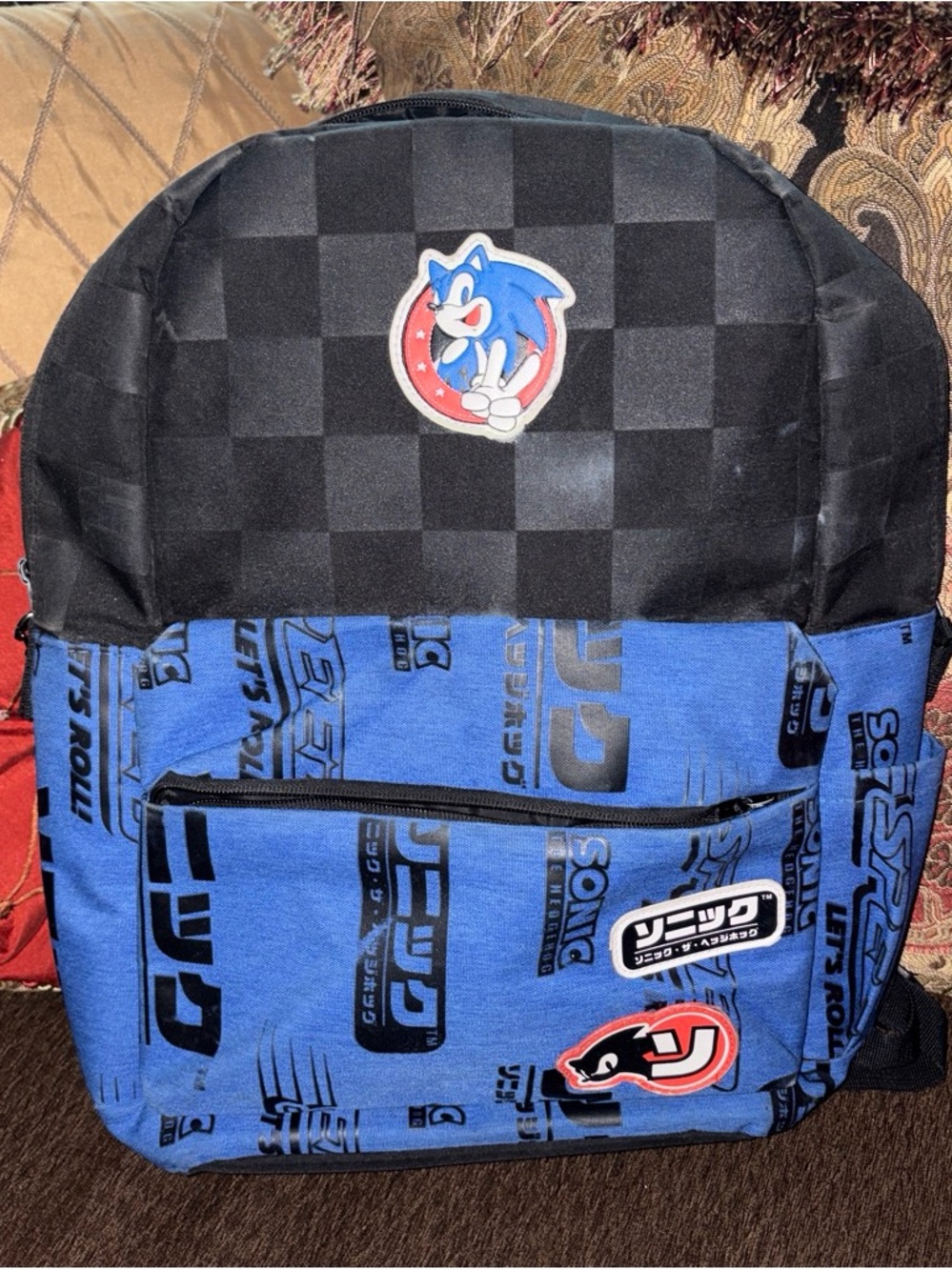 Sonic Themed Blue & Black Checker Backpack